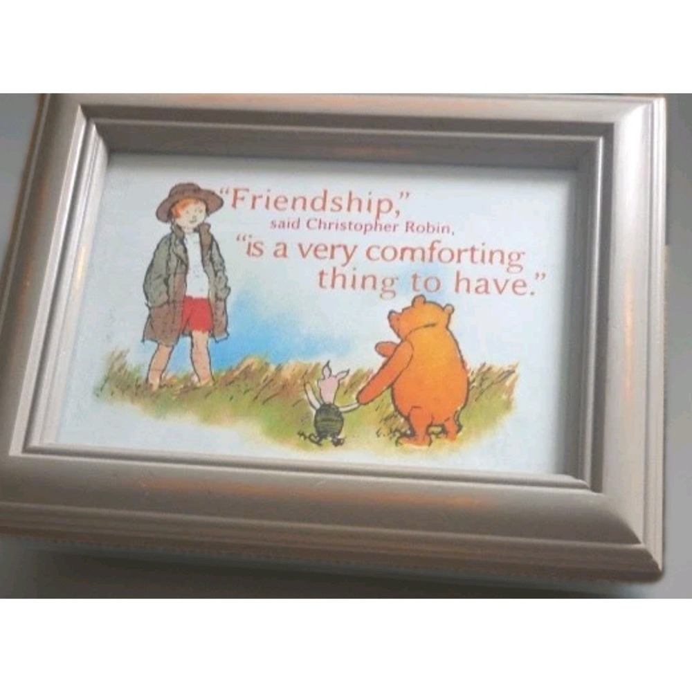 Disney Framed Quote & Illustration Winnie Piglet C. Robin "Friendship " 5x7 inch